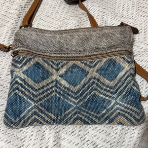 Blue and Gray Patterned Women's Bag